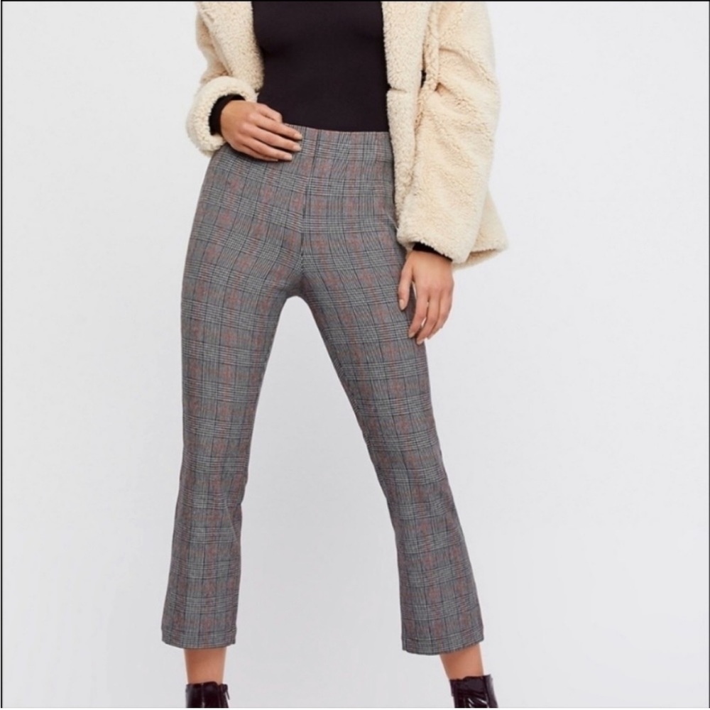 Free People Plaid Kick Cropped Pants
